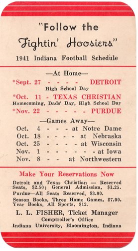 1941 Indiana Football Schedule