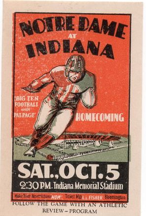 Indiana Homecoming vs Notre Dame 1929 Indiana Football