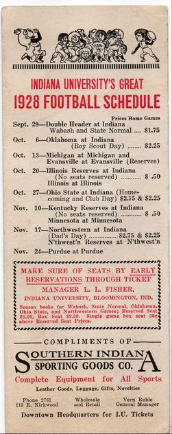1928 Indiana Football Schedule