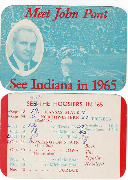 1965 Indiana Football Schedule John Pont