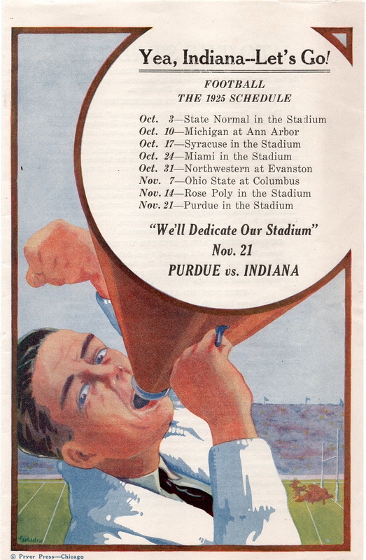 1925 Indiana Football Schedule Stadium Dedication Memorial Stadium